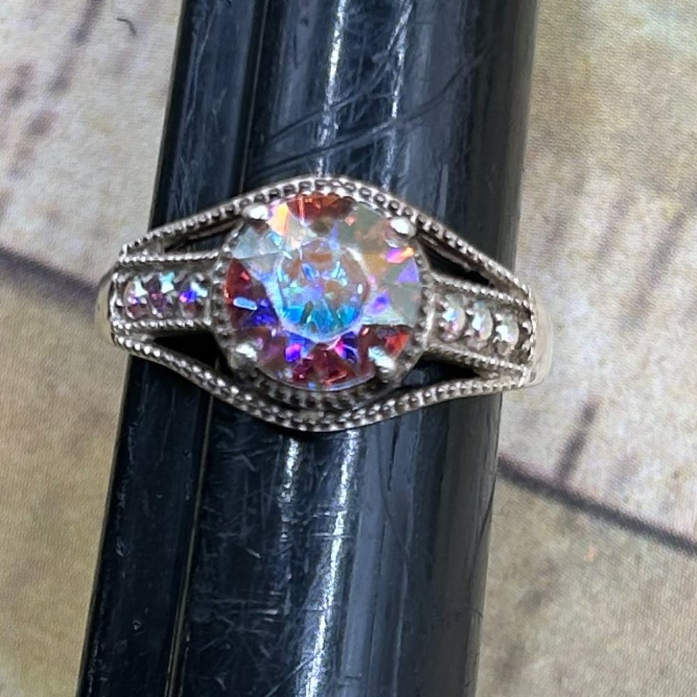 Estate Mystic Topaz Sterling Silver Marked 925 Round Cut Ring D'Joy